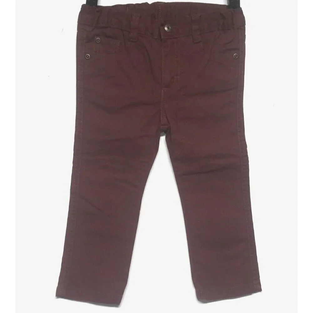 NWT Wrangler Jeans boys 2T Slim straight BROWN Adjustable waist flex fabric NEW